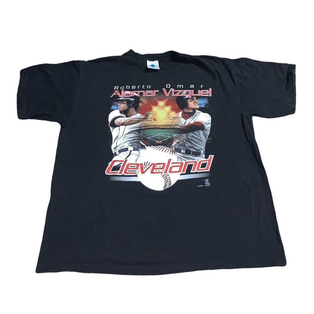 Vintage 2000 Cleveland Indians Roberto Alomar Omar Vizquel Black Shirt
